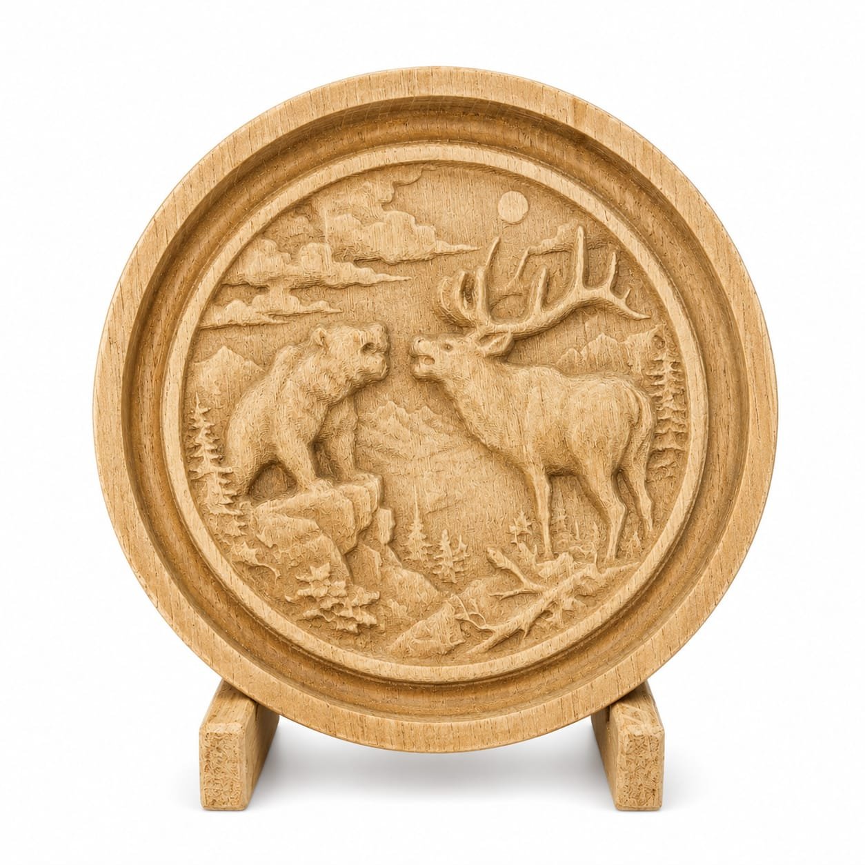 Ornament - Scenă natură cu urs și cerb