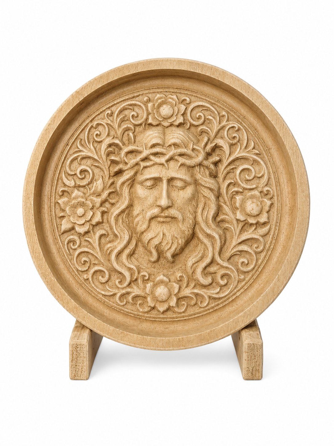 Ornament - Iisus cu coroana de spini și ornament floral baroc